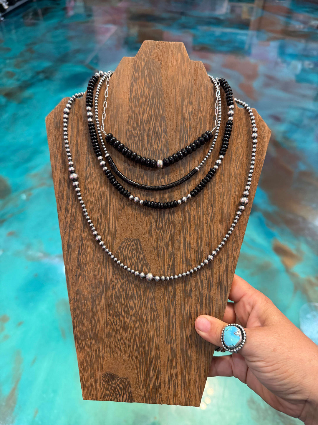 Black Onyx & Sterling Silver Necklace Stack (4-Piece Set) set Shopify Collective The Bijoux FAB Jewelry The Bijoux FAB Jewelry
