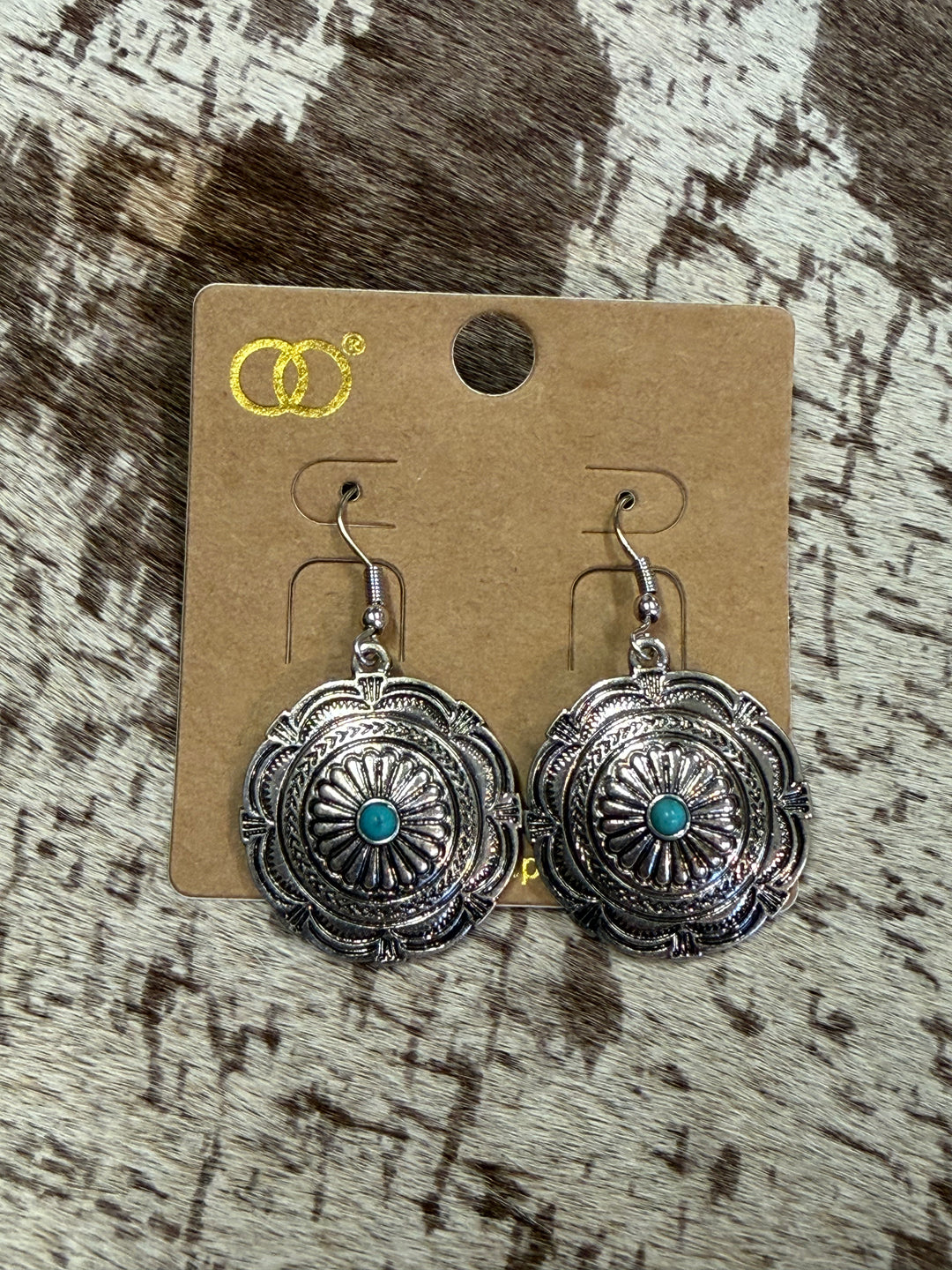 Western Concho Turquoise Drop Earrings OE2851