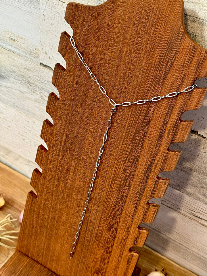 Silver Lariat necklace - paperclip chain Necklaces Shopify Collective The Bijoux FAB Jewelry The Bijoux FAB Jewelry