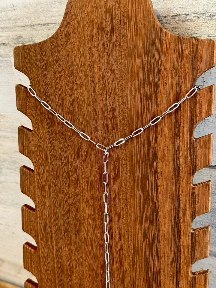 Silver Lariat necklace - paperclip chain Necklaces Shopify Collective The Bijoux FAB Jewelry The Bijoux FAB Jewelry