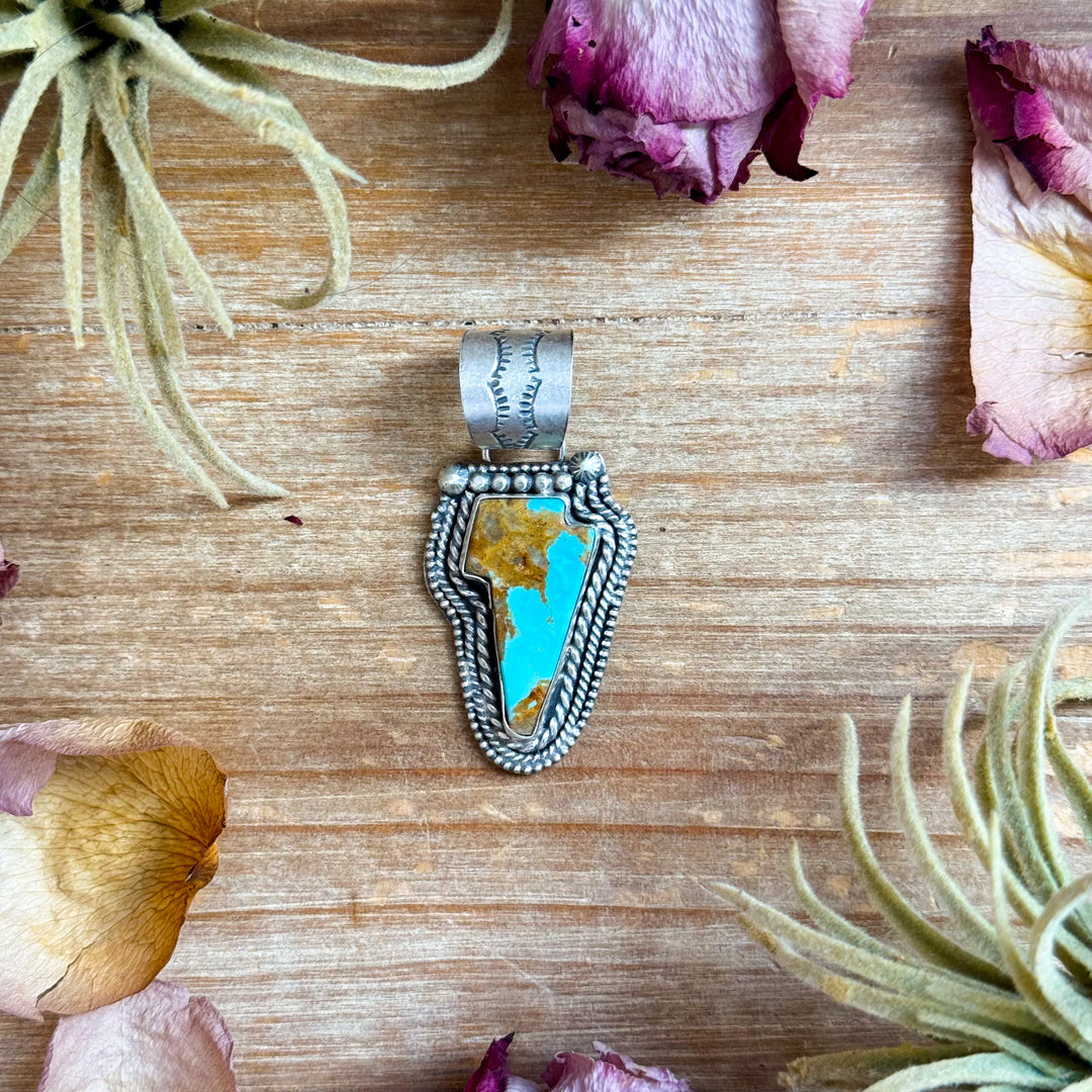 Sterling Silver Kingman Turquoise Lightning Bolt Pendant – Made by Artist Shay Pfeiffer Pendant Shopify Collective The Bijoux FAB Jewelry The Bijoux FAB Jewelry