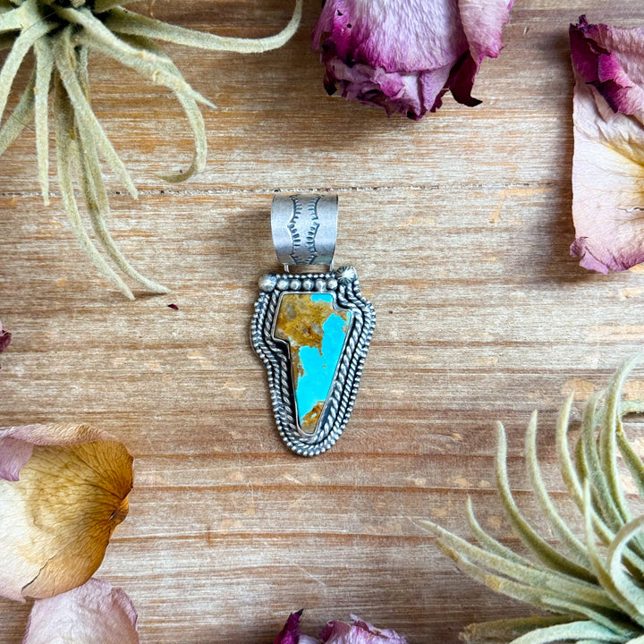 Sterling Silver Kingman Turquoise Lightning Bolt Pendant – Made by Artist Shay Pfeiffer Pendant Shopify Collective The Bijoux FAB Jewelry The Bijoux FAB Jewelry