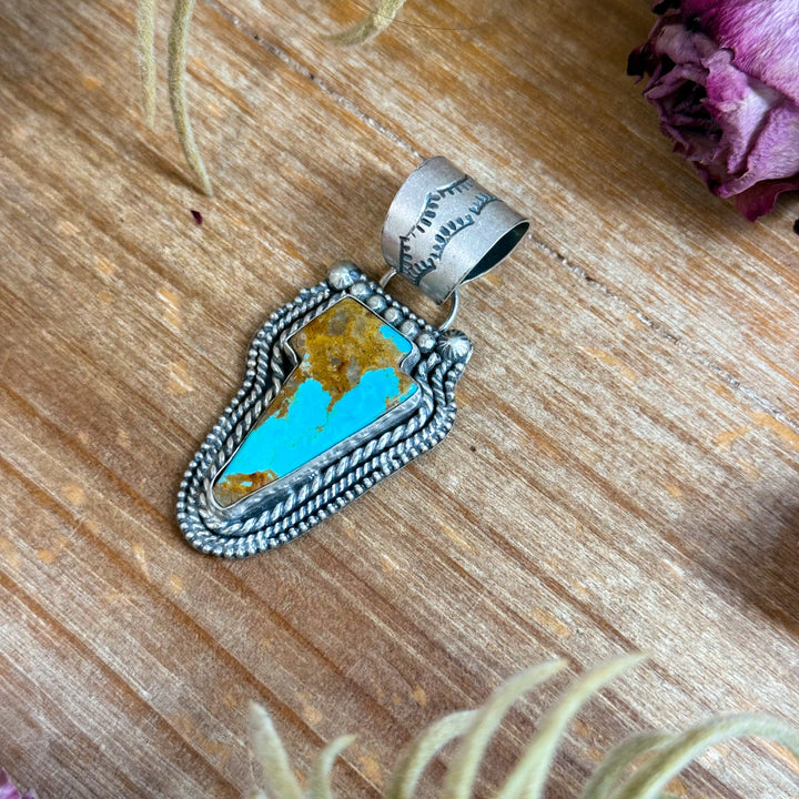Sterling Silver Kingman Turquoise Lightning Bolt Pendant – Made by Artist Shay Pfeiffer Pendant Shopify Collective The Bijoux FAB Jewelry The Bijoux FAB Jewelry