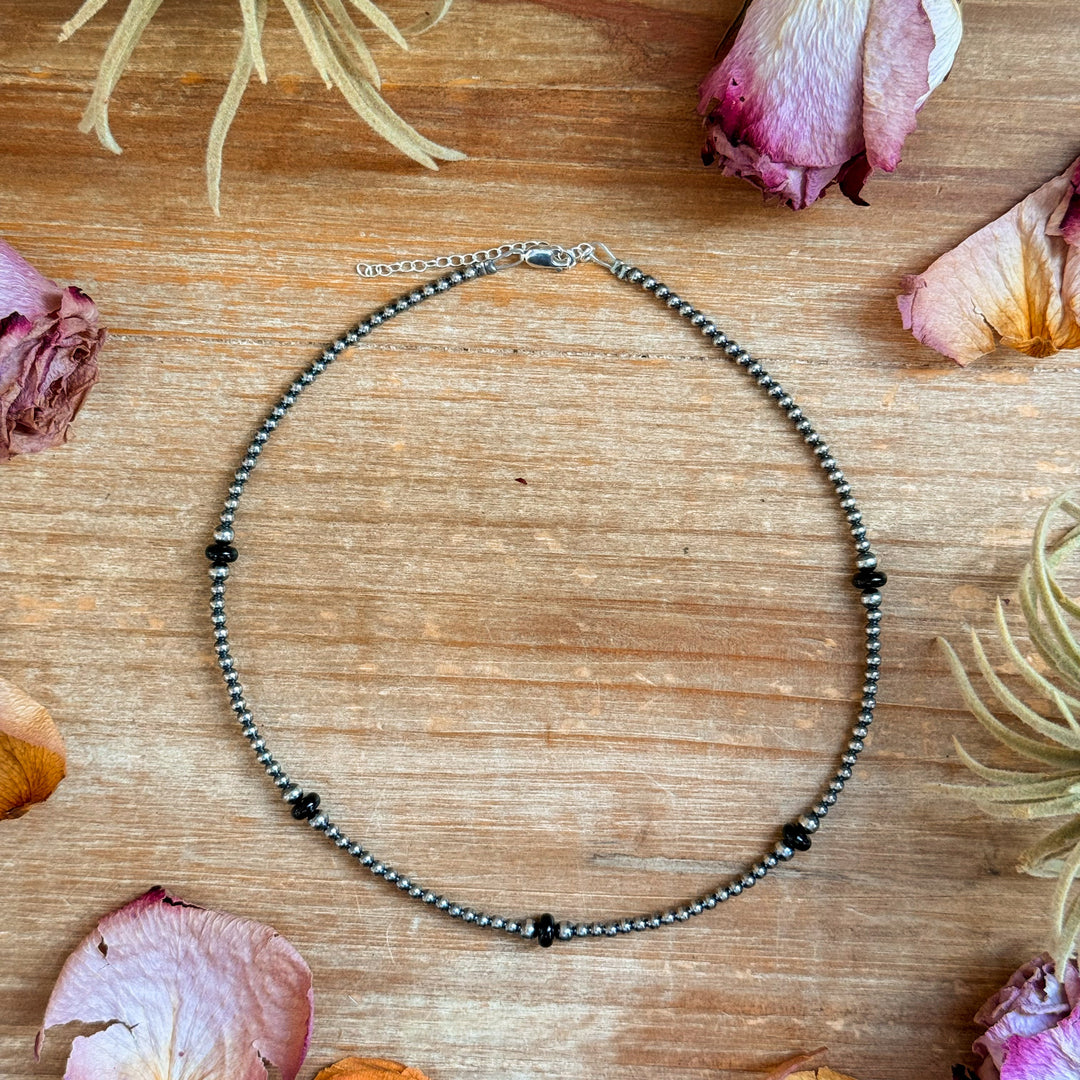 Sterling Silver Pearl & Black Onyx Necklace – 15” Choker Shopify Collective The Bijoux FAB Jewelry The Bijoux FAB Jewelry