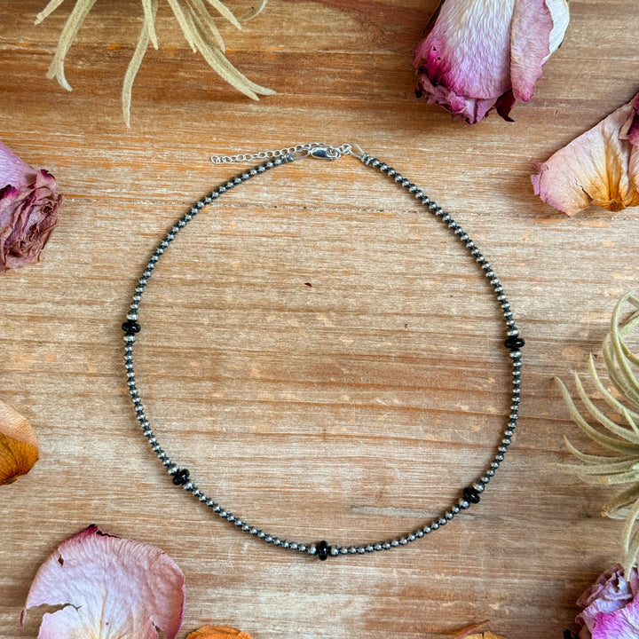 Sterling Silver Pearl & Black Onyx Necklace – 15” Choker Shopify Collective The Bijoux FAB Jewelry The Bijoux FAB Jewelry