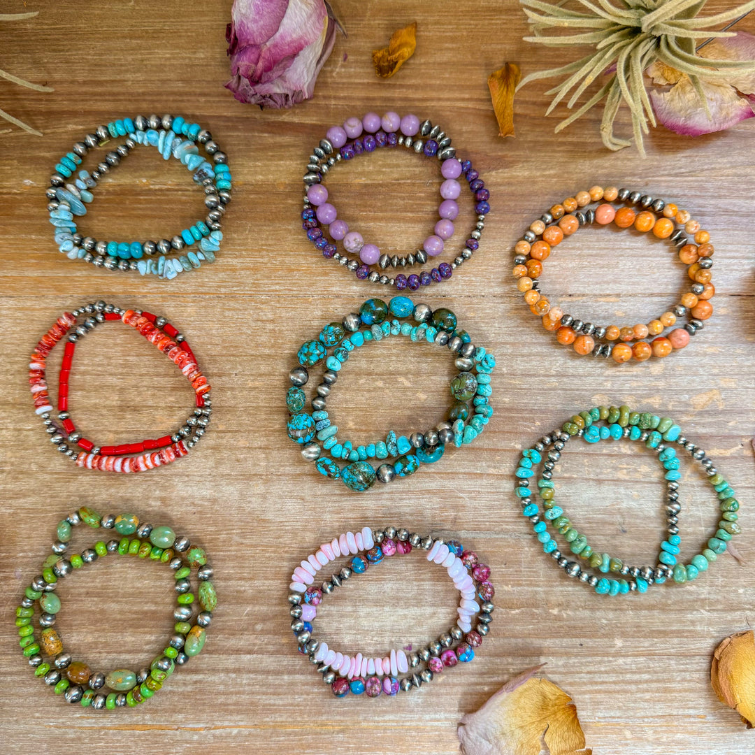 Sterling Silver Mini Wolf Stretchy Bracelet Bundle (Set of 2) – Mixed Stone Bracelets Shopify Collective The Bijoux FAB Jewelry The Bijoux FAB Jewelry
