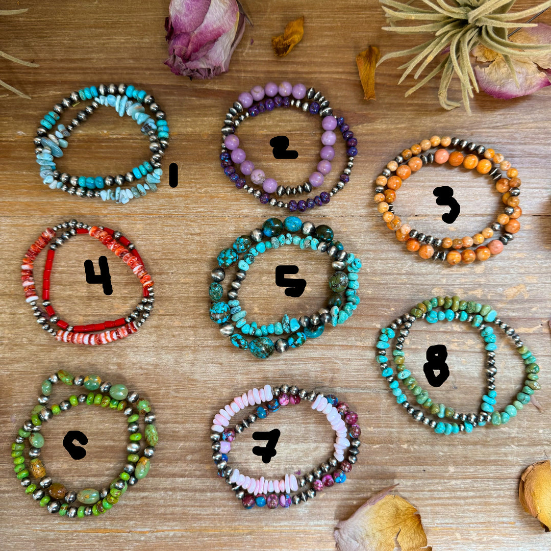 Sterling Silver Mini Wolf Stretchy Bracelet Bundle (Set of 2) – Mixed Stone Bracelets Shopify Collective The Bijoux FAB Jewelry The Bijoux FAB Jewelry