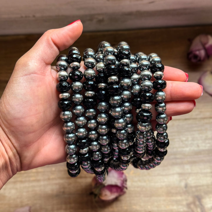 Black Onyx & Sterling Silver Pearl Choker – 14” Necklaces Shopify Collective The Bijoux FAB Jewelry The Bijoux FAB Jewelry