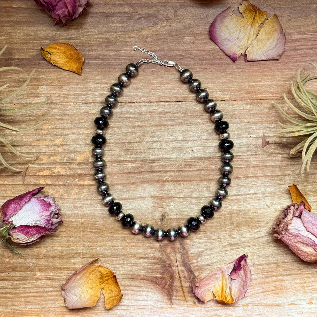 Black Onyx & Sterling Silver Pearl Choker – 14” Necklaces Shopify Collective The Bijoux FAB Jewelry The Bijoux FAB Jewelry