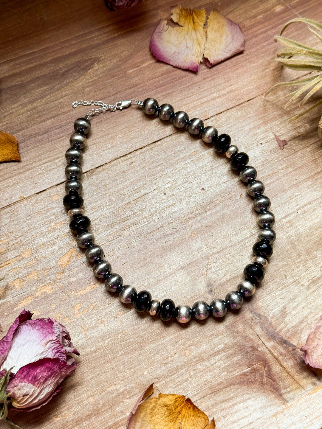 Black Onyx & Sterling Silver Pearl Choker – 14” Necklaces Shopify Collective The Bijoux FAB Jewelry The Bijoux FAB Jewelry