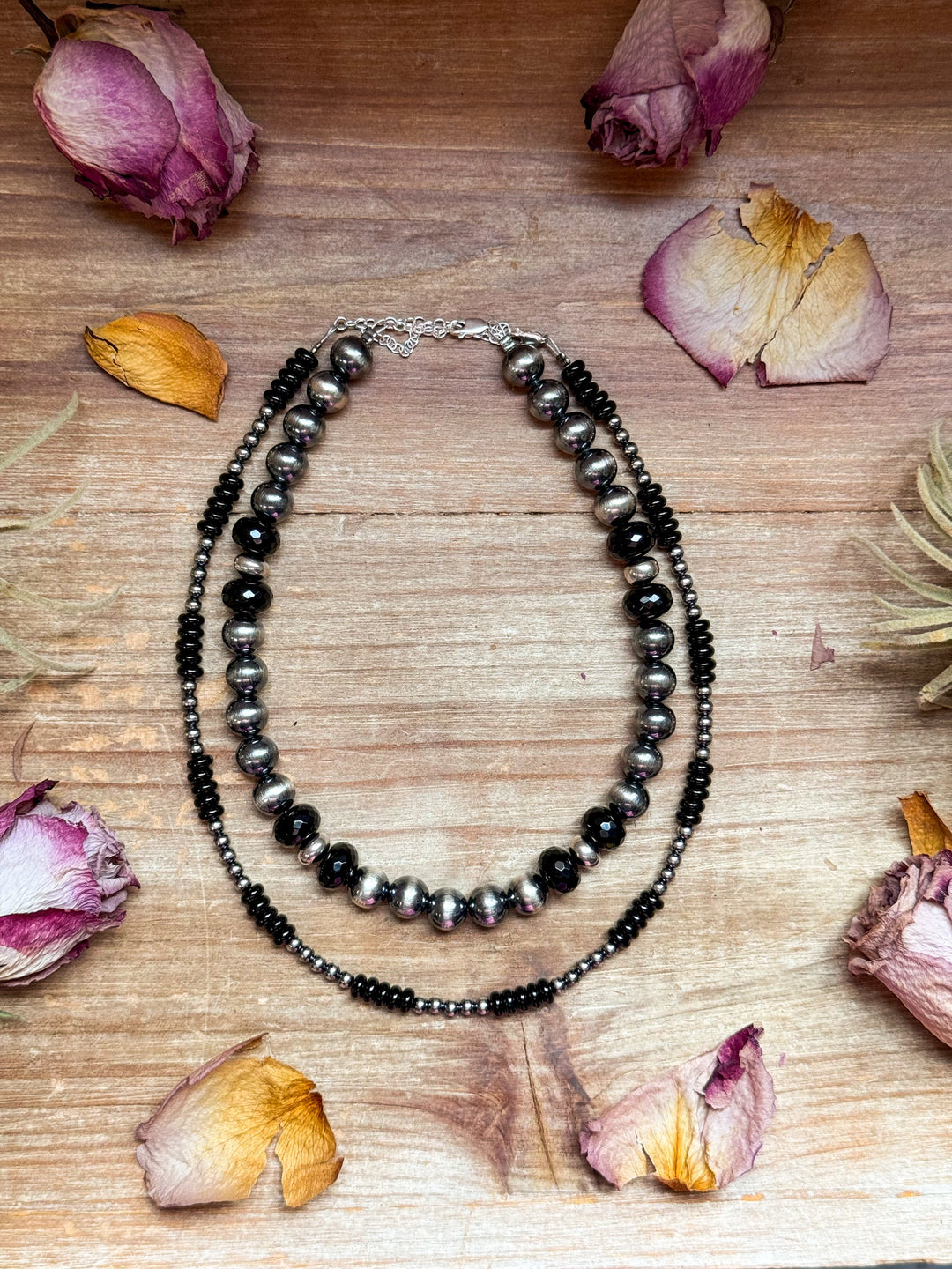 Black Onyx & Sterling Silver Pearl Choker – 14” Necklaces Shopify Collective The Bijoux FAB Jewelry The Bijoux FAB Jewelry