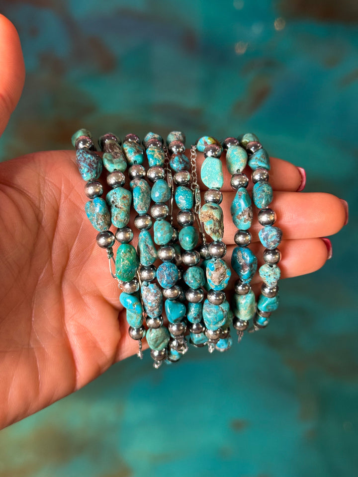 Sterling Silver & Blue Turquoise Nugget Bracelet – Bracelets Shopify Collective The Bijoux FAB Jewelry The Bijoux FAB Jewelry