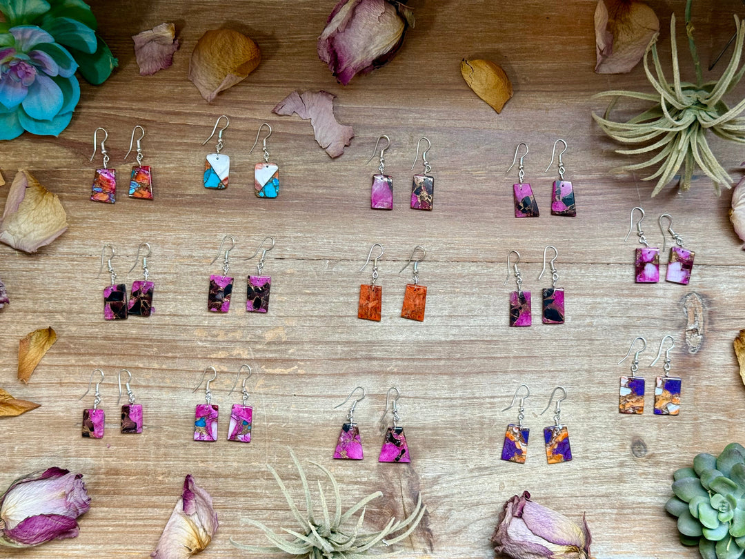 Slab Earrings – Lightweight Dangle – 1.5” – Made in USA – Multiple Stone Options Earrings Shopify Collective The Bijoux FAB Jewelry The Bijoux FAB Jewelry