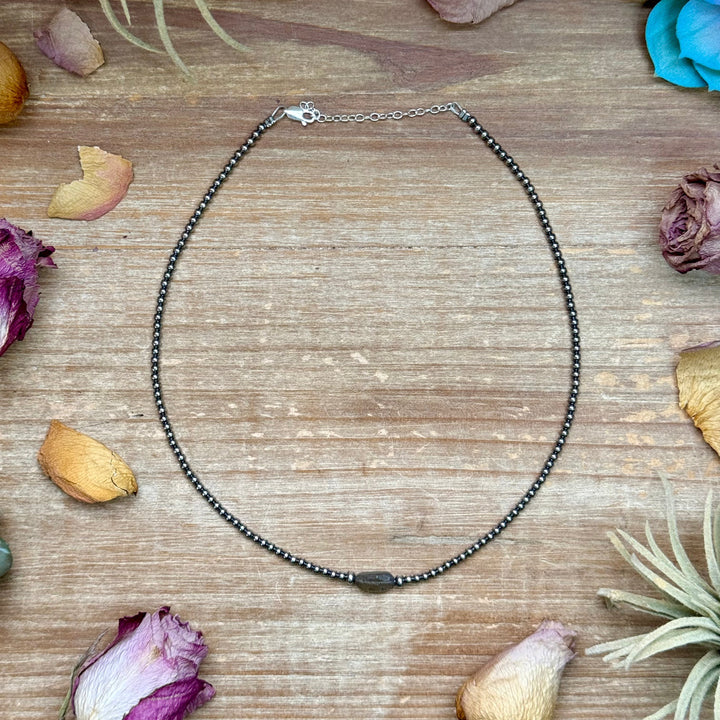 Sterling Silver Pearl & Labradorite Necklace – 16” Necklaces Shopify Collective The Bijoux FAB Jewelry The Bijoux FAB Jewelry