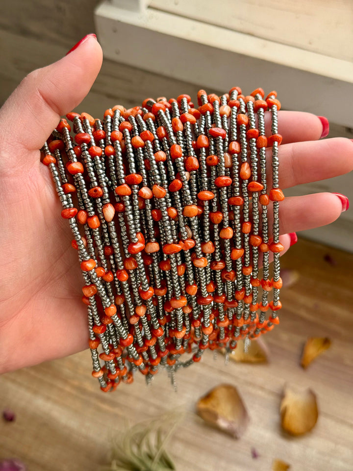 Antique Silver Seed Bead & Dyed Red Coral Choker – 14” Necklaces Shopify Collective The Bijoux FAB Jewelry The Bijoux FAB Jewelry