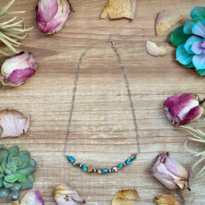 Turquoise & Spiny Oyster Pearl Necklace 16 inch Necklaces Shopify Collective The Bijoux FAB Jewelry The Bijoux FAB Jewelry