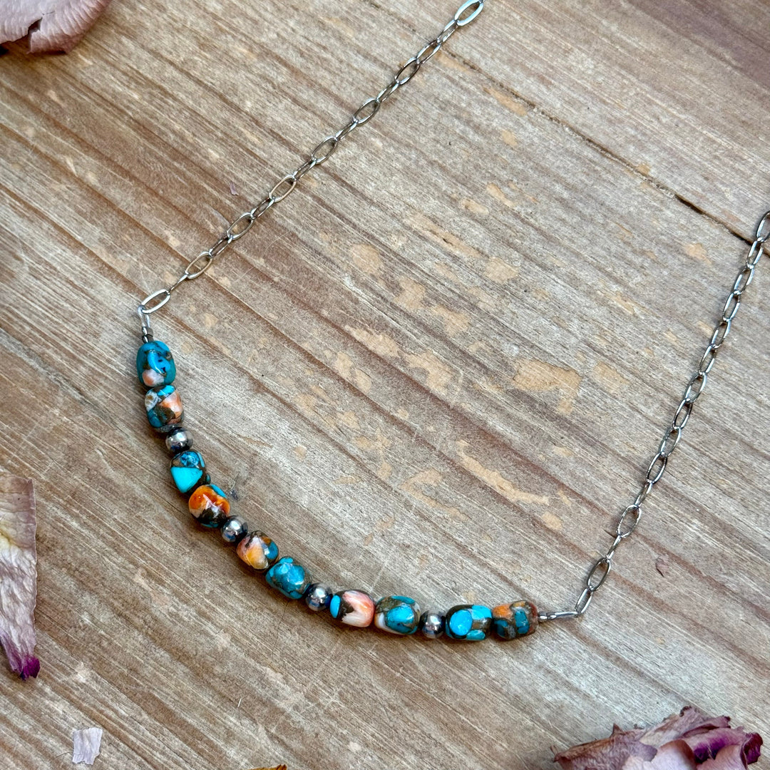 Turquoise & Spiny Oyster Pearl Necklace 16 inch Necklaces Shopify Collective The Bijoux FAB Jewelry The Bijoux FAB Jewelry