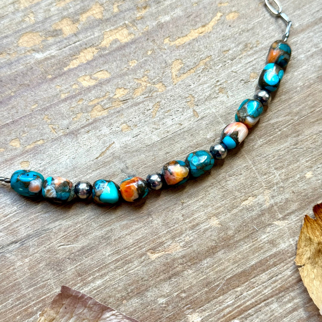 Turquoise & Spiny Oyster Pearl Necklace 16 inch Necklaces Shopify Collective The Bijoux FAB Jewelry The Bijoux FAB Jewelry