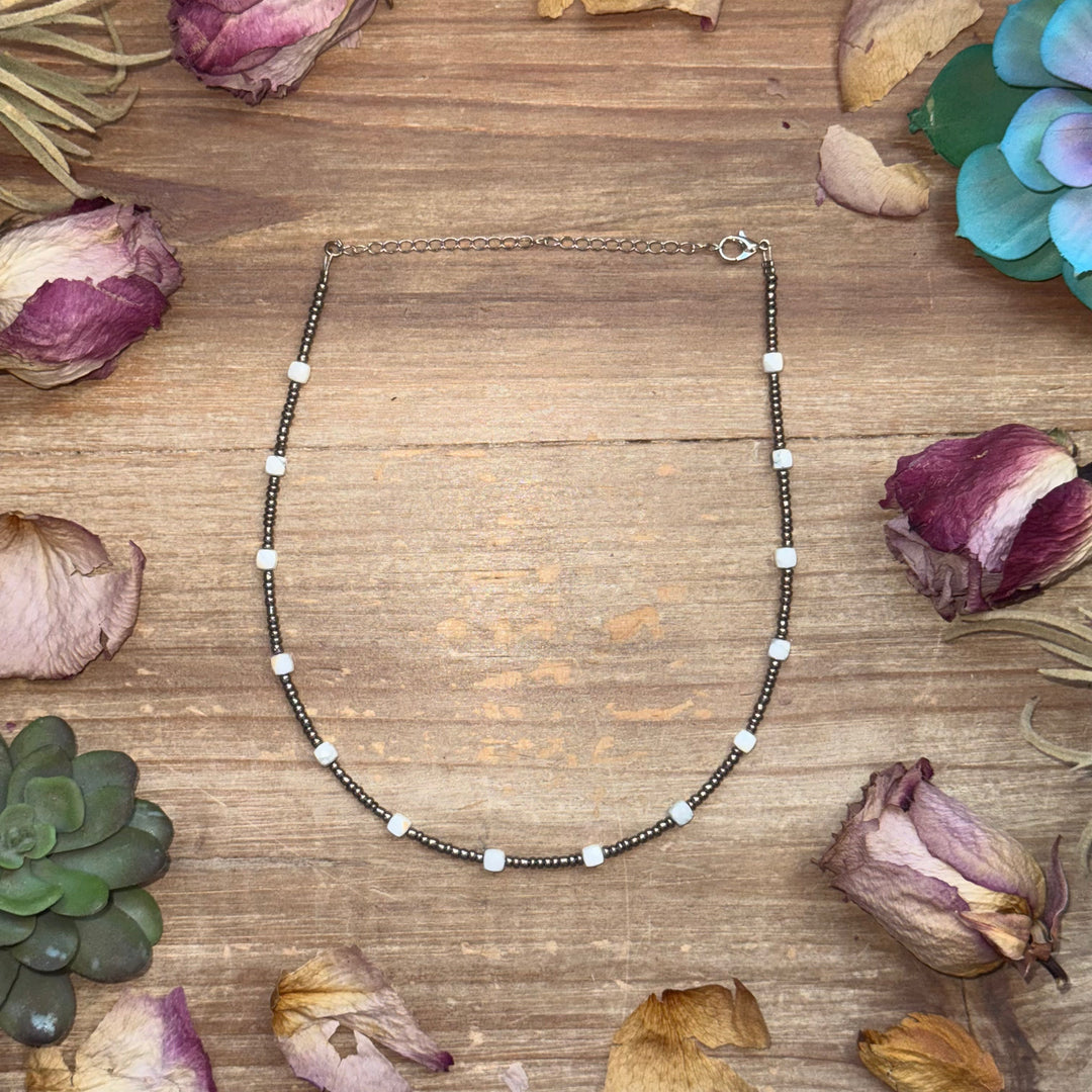 White Howlite Glass Seed Bead Choker Necklaces Shopify Collective The Bijoux FAB Jewelry The Bijoux FAB Jewelry
