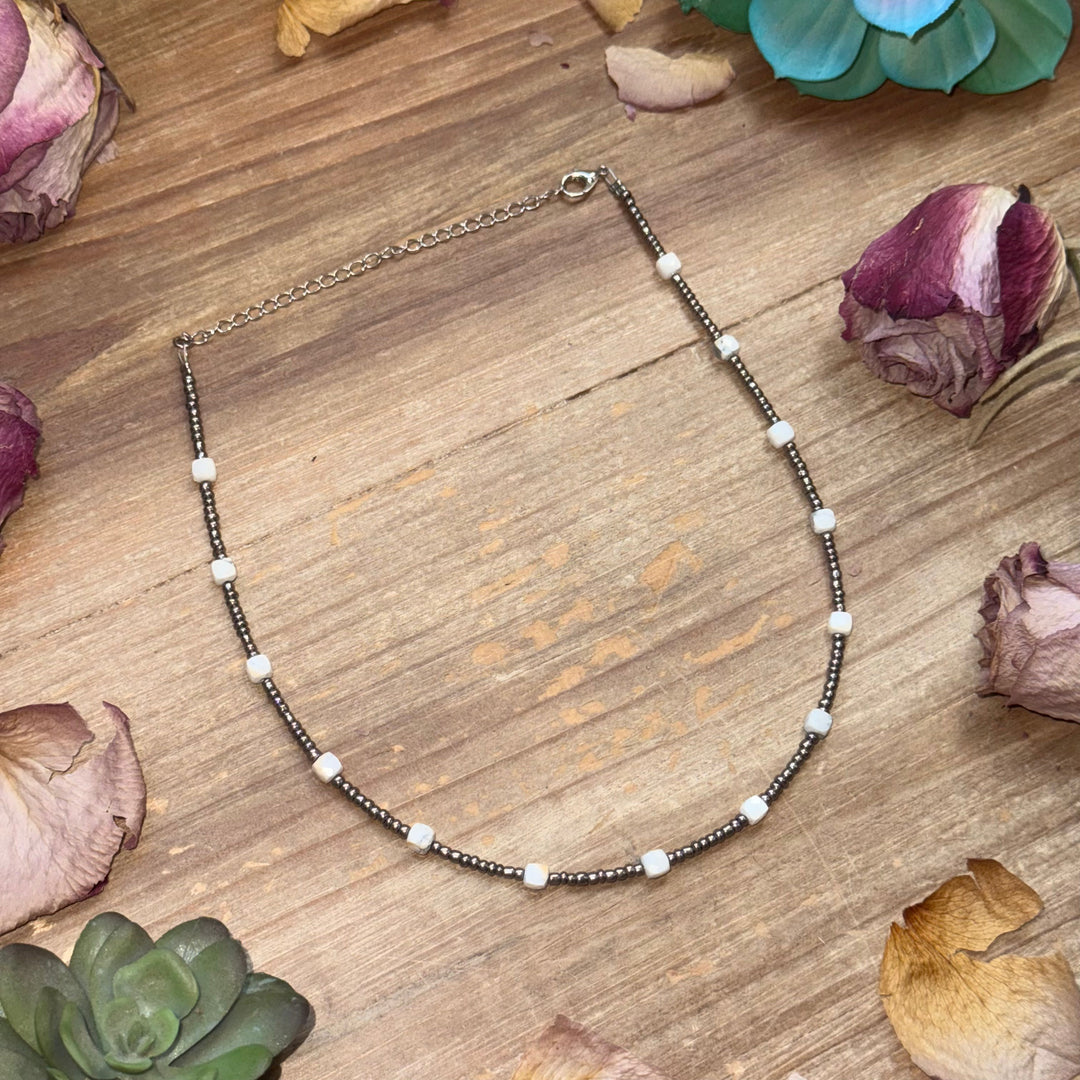 White Howlite Glass Seed Bead Choker Necklaces Shopify Collective The Bijoux FAB Jewelry The Bijoux FAB Jewelry