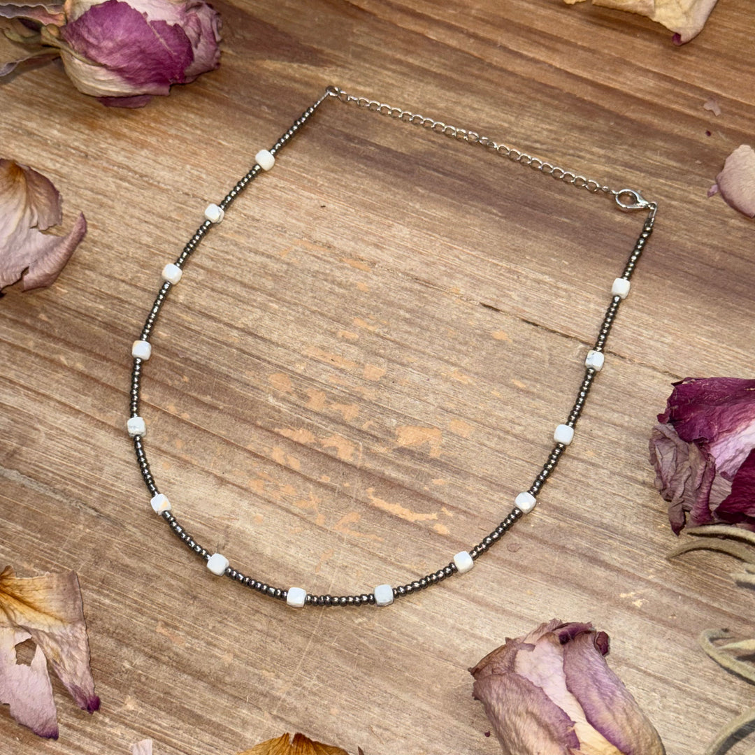 White Howlite Glass Seed Bead Choker Necklaces Shopify Collective The Bijoux FAB Jewelry The Bijoux FAB Jewelry