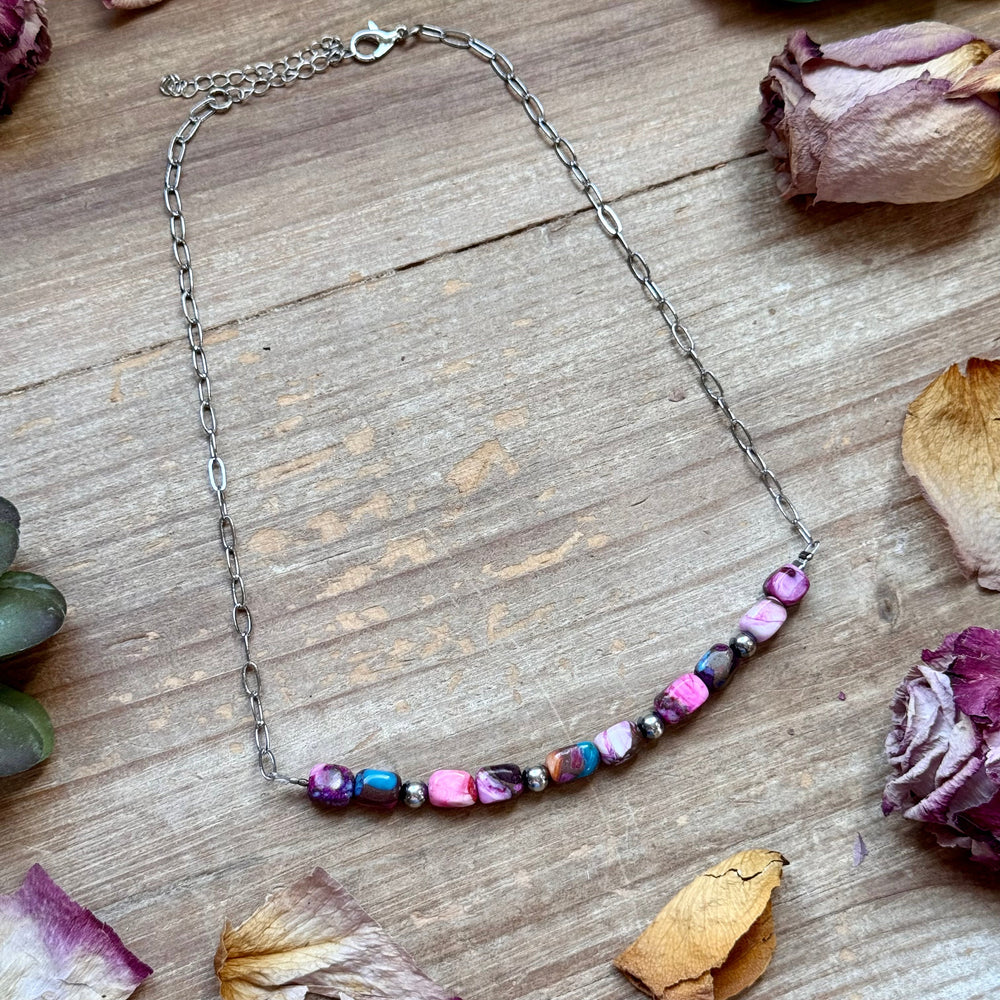 Pink Dyed Turquoise Necklace 16 inch Necklaces Shopify Collective The Bijoux FAB Jewelry The Bijoux FAB Jewelry