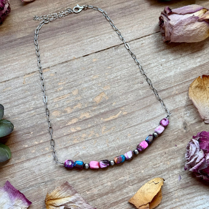 Pink Dyed Turquoise Necklace 16 inch Necklaces Shopify Collective The Bijoux FAB Jewelry The Bijoux FAB Jewelry