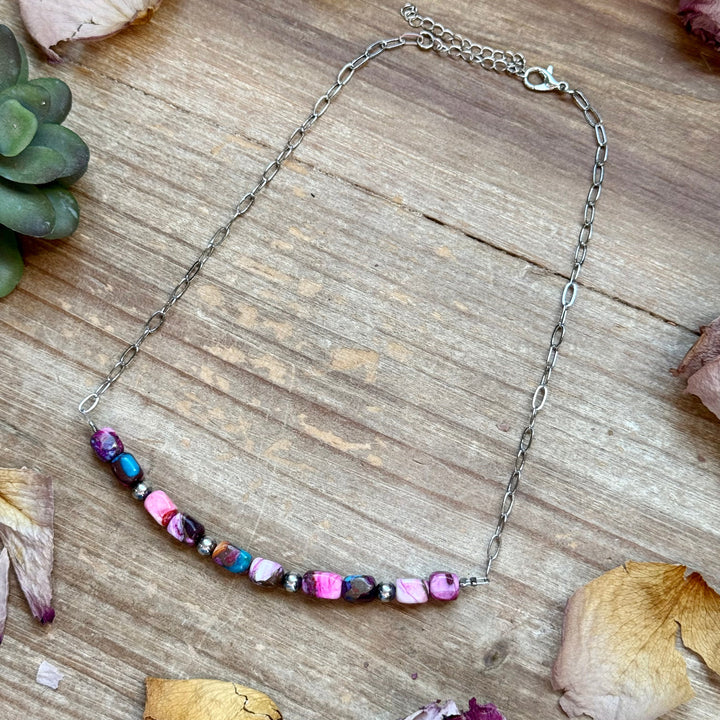 Pink Dyed Turquoise Necklace 16 inch Necklaces Shopify Collective The Bijoux FAB Jewelry The Bijoux FAB Jewelry