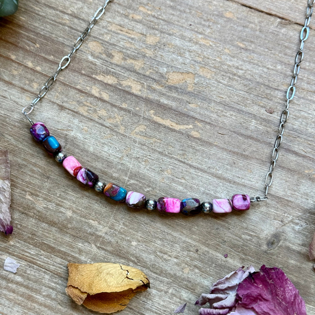 Pink Dyed Turquoise Necklace 16 inch Necklaces Shopify Collective The Bijoux FAB Jewelry The Bijoux FAB Jewelry