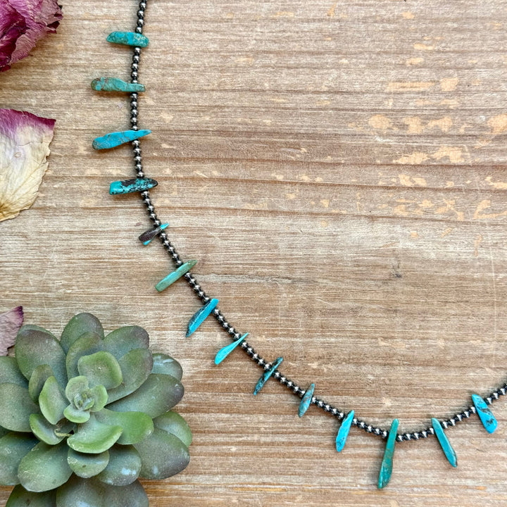 Sterling Silver Pearl & Long Blue Turquoise Necklace – 25” Necklaces Shopify Collective The Bijoux FAB Jewelry The Bijoux FAB Jewelry
