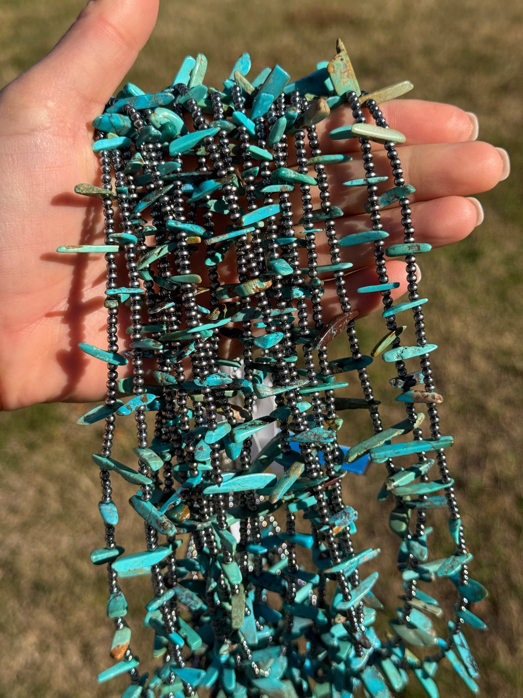 Sterling Silver Pearl & Long Blue Turquoise Necklace – 25” Necklaces Shopify Collective The Bijoux FAB Jewelry The Bijoux FAB Jewelry