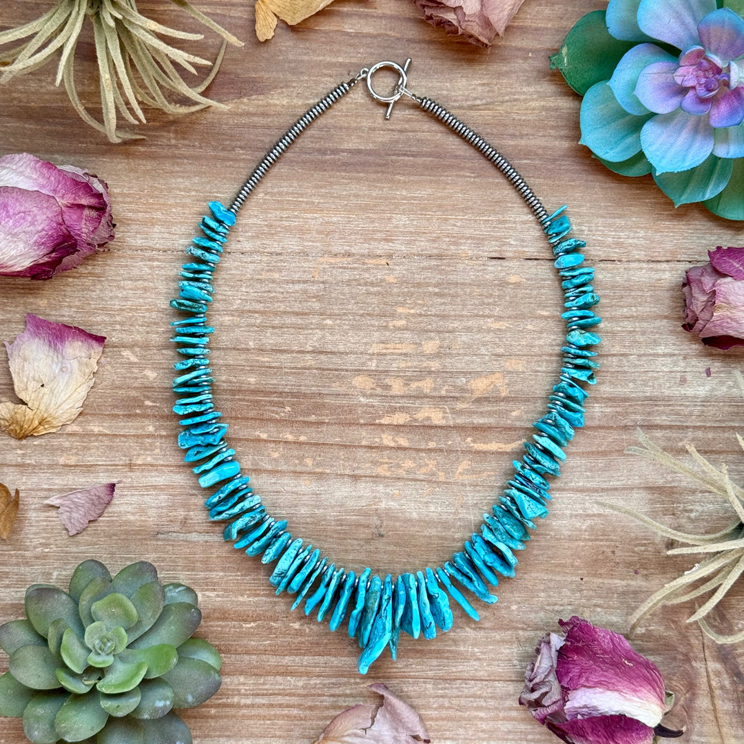 Blue Turquoise & Silver Hematite Necklace – 18” Necklaces Shopify Collective The Bijoux FAB Jewelry The Bijoux FAB Jewelry