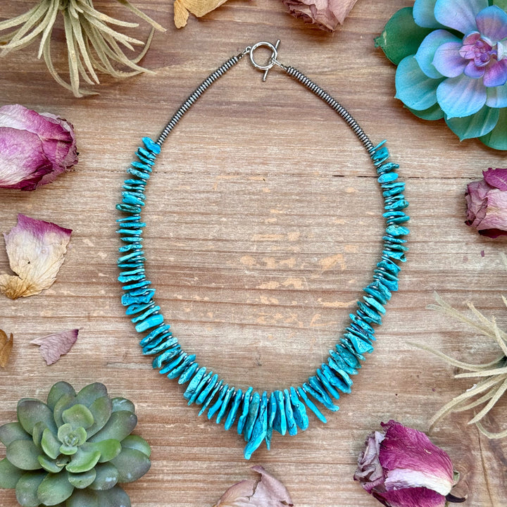 Blue Turquoise & Silver Hematite Necklace – 18” Necklaces Shopify Collective The Bijoux FAB Jewelry The Bijoux FAB Jewelry