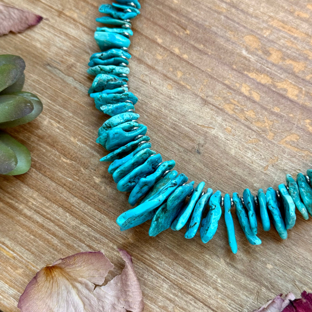 Blue Turquoise & Silver Hematite Necklace – 18” Necklaces Shopify Collective The Bijoux FAB Jewelry The Bijoux FAB Jewelry