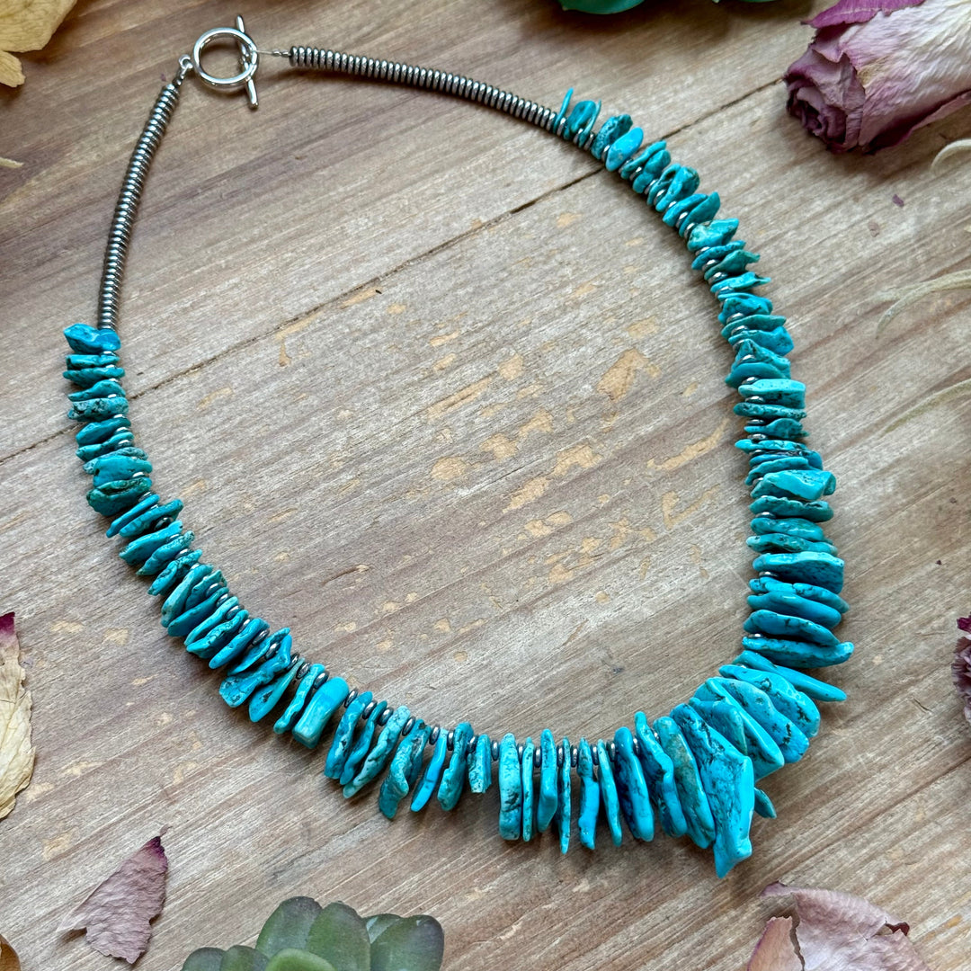 Blue Turquoise & Silver Hematite Necklace – 18” Necklaces Shopify Collective The Bijoux FAB Jewelry The Bijoux FAB Jewelry
