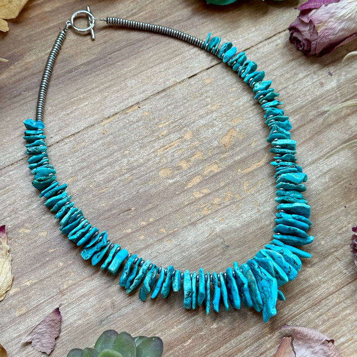Blue Turquoise & Silver Hematite Necklace – 18” Necklaces Shopify Collective The Bijoux FAB Jewelry The Bijoux FAB Jewelry