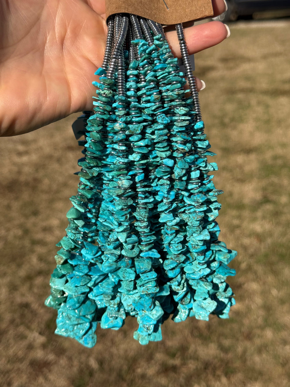 Blue Turquoise & Silver Hematite Necklace – 18” Necklaces Shopify Collective The Bijoux FAB Jewelry The Bijoux FAB Jewelry