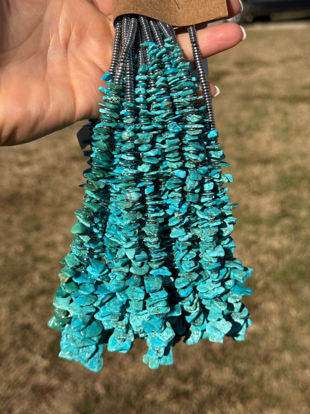 Blue Turquoise & Silver Hematite Necklace – 18” Necklaces Shopify Collective The Bijoux FAB Jewelry The Bijoux FAB Jewelry