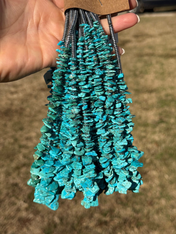 Blue Turquoise & Silver Hematite Necklace – 18” Necklaces Shopify Collective The Bijoux FAB Jewelry The Bijoux FAB Jewelry