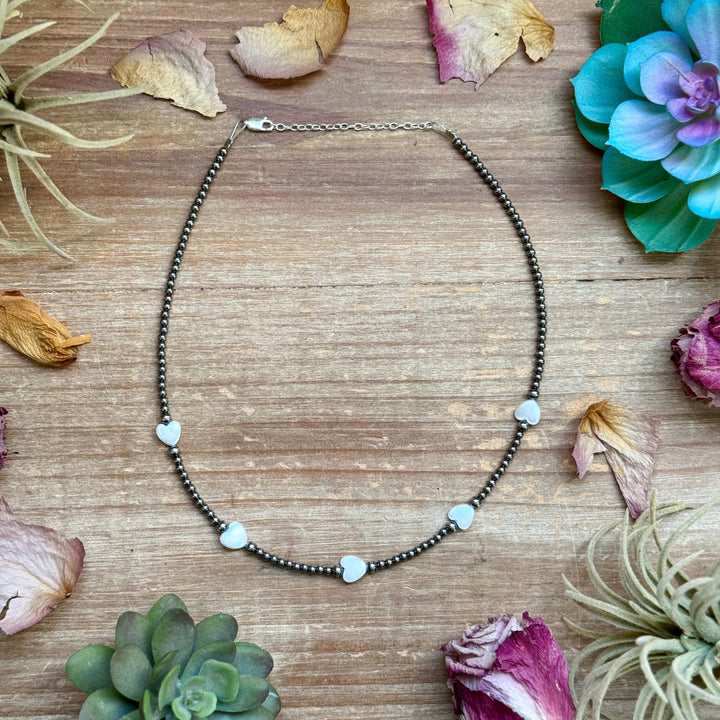 Sterling Silver Pearl Choker with Heart Freshwater Pearls – 15.5” Necklaces Shopify Collective The Bijoux FAB Jewelry The Bijoux FAB Jewelry