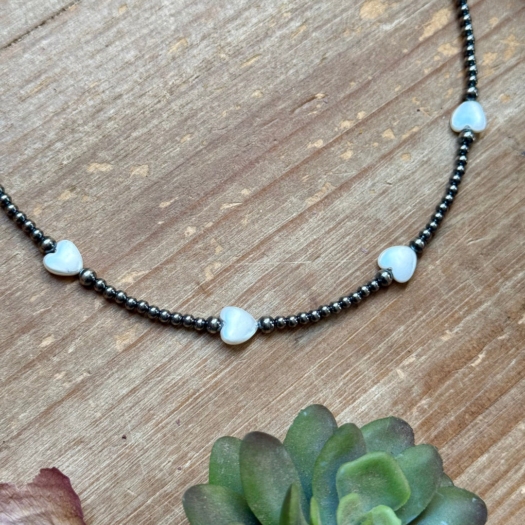 Sterling Silver Pearl Choker with Heart Freshwater Pearls – 15.5” Necklaces Shopify Collective The Bijoux FAB Jewelry The Bijoux FAB Jewelry