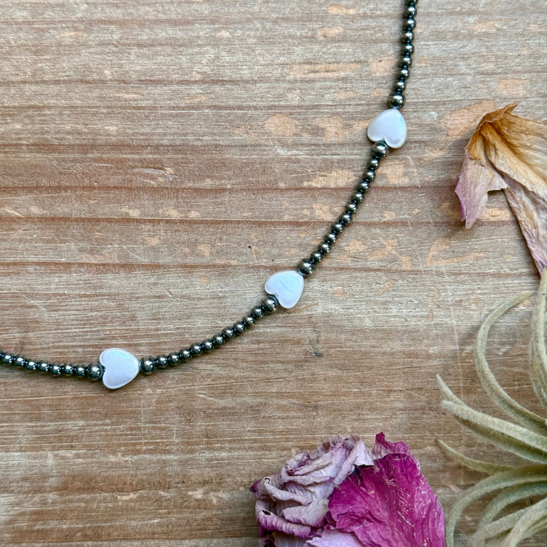 Sterling Silver Pearl Choker with Heart Freshwater Pearls – 15.5” Necklaces Shopify Collective The Bijoux FAB Jewelry The Bijoux FAB Jewelry