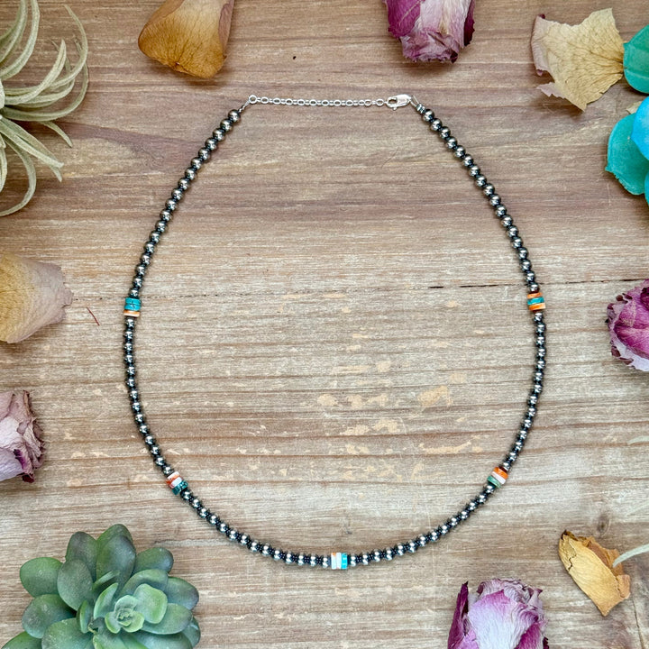 Mixed Turquoise & Spiny Oyster Heishi Necklace – 19” Necklaces Shopify Collective The Bijoux FAB Jewelry The Bijoux FAB Jewelry