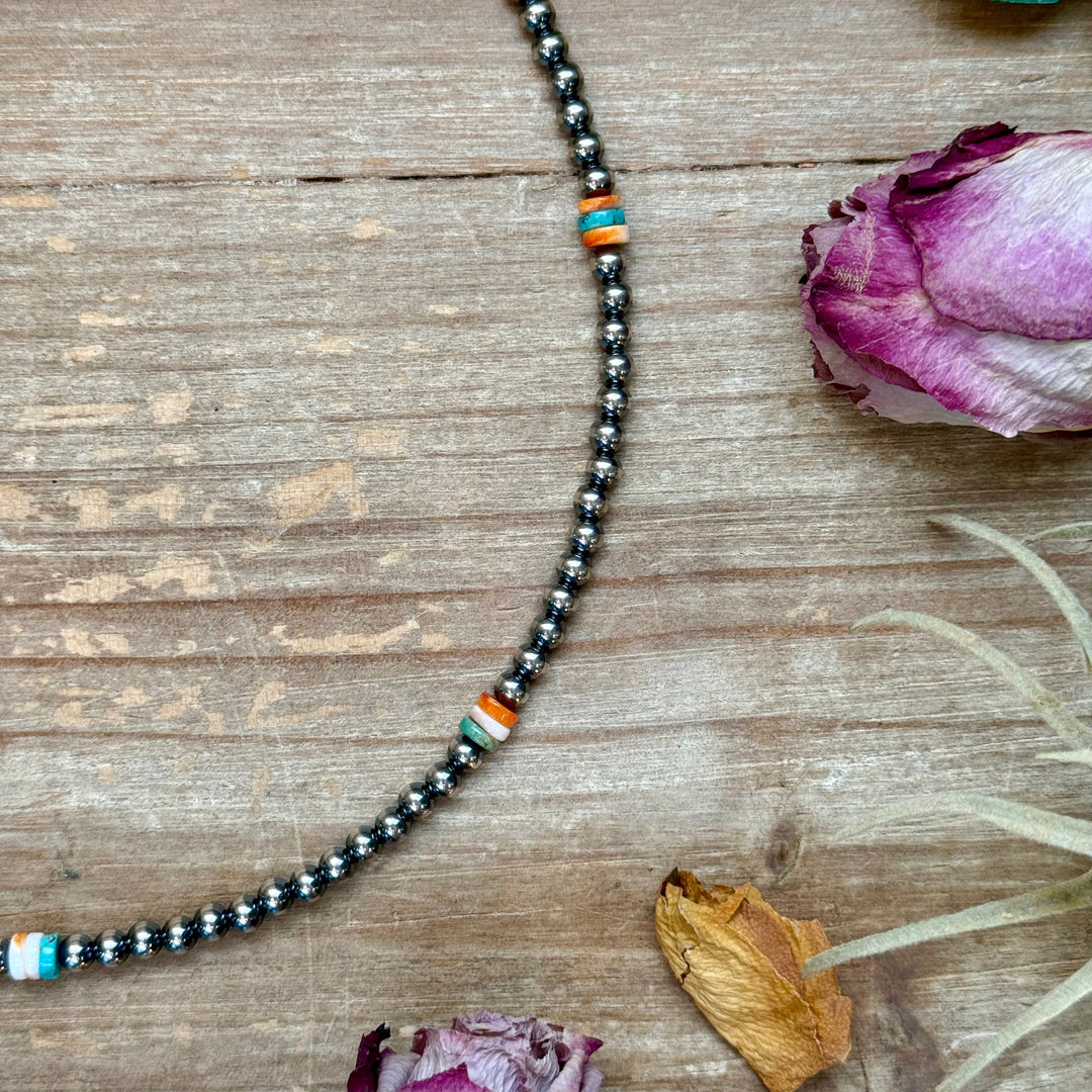 Mixed Turquoise & Spiny Oyster Heishi Necklace – 19” Necklaces Shopify Collective The Bijoux FAB Jewelry The Bijoux FAB Jewelry