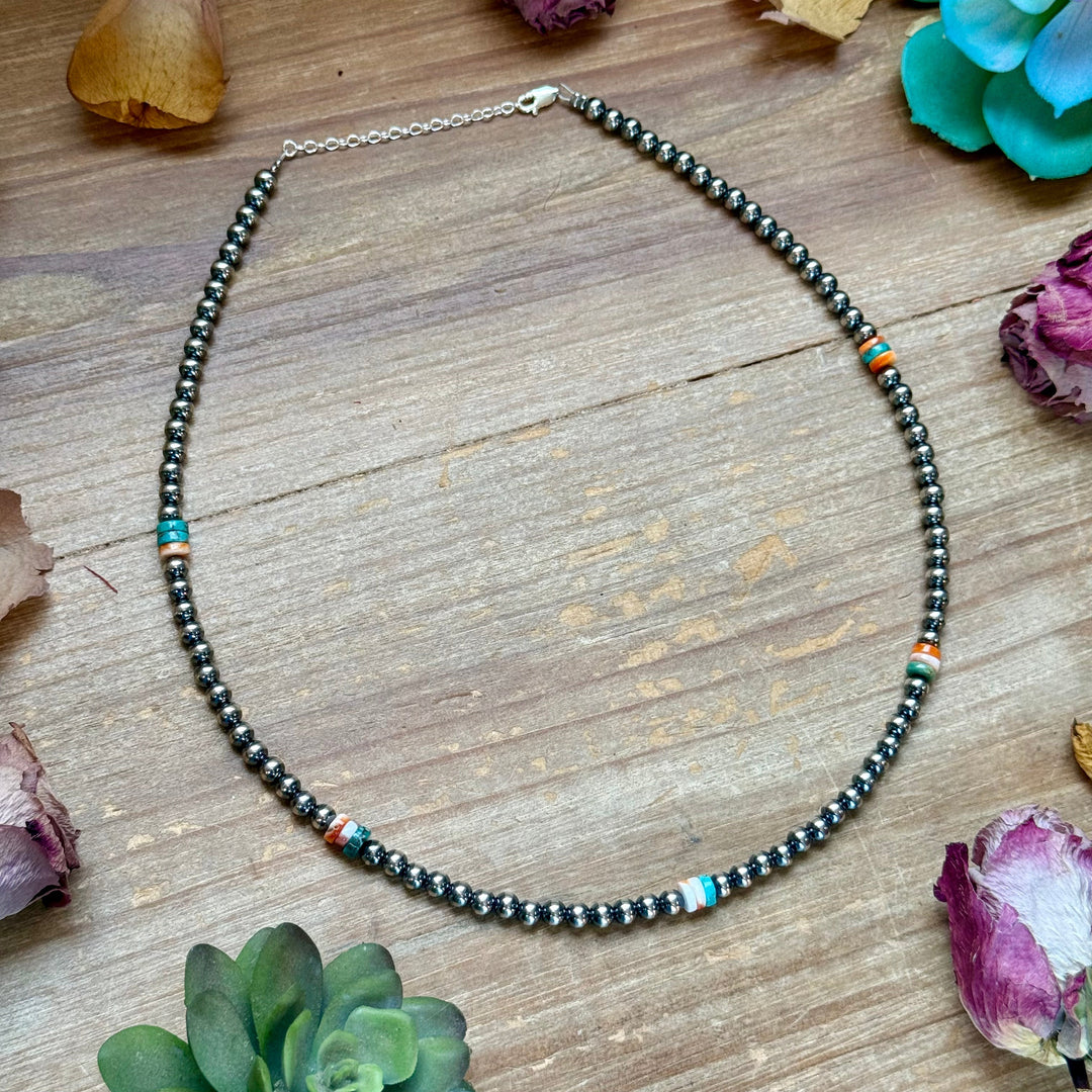 Mixed Turquoise & Spiny Oyster Heishi Necklace – 19” Necklaces Shopify Collective The Bijoux FAB Jewelry The Bijoux FAB Jewelry