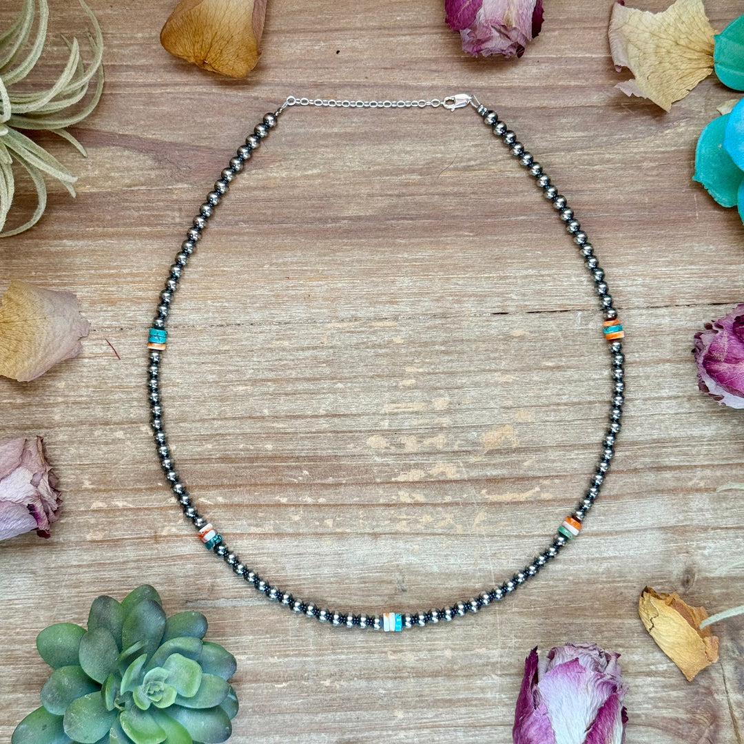 Mixed Turquoise & Spiny Oyster Heishi Necklace – 19” Necklaces Shopify Collective The Bijoux FAB Jewelry The Bijoux FAB Jewelry