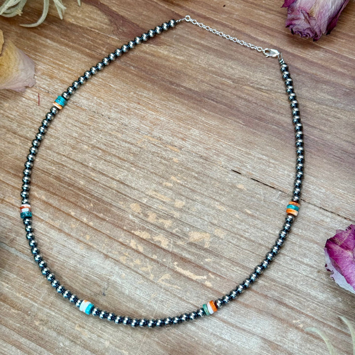 Mixed Turquoise & Spiny Oyster Heishi Necklace – 19” Necklaces Shopify Collective The Bijoux FAB Jewelry The Bijoux FAB Jewelry