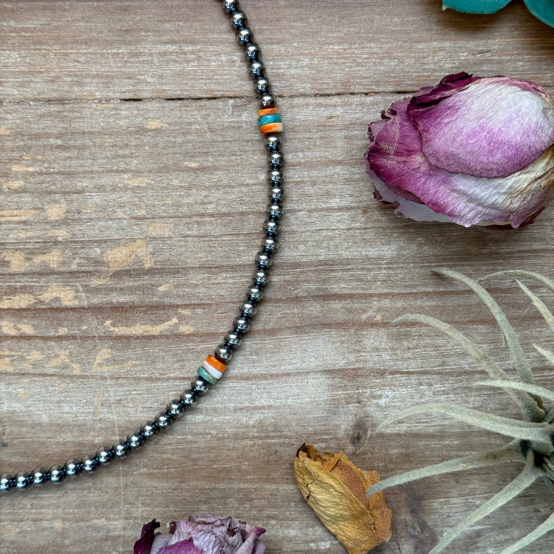Mixed Turquoise & Spiny Oyster Heishi Necklace – 19” Necklaces Shopify Collective The Bijoux FAB Jewelry The Bijoux FAB Jewelry