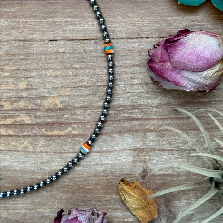Mixed Turquoise & Spiny Oyster Heishi Necklace – 19” Necklaces Shopify Collective The Bijoux FAB Jewelry The Bijoux FAB Jewelry
