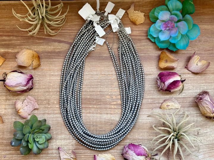 Silver-Plated 4 mm Bead Necklace – 20” Necklaces Shopify Collective The Bijoux FAB Jewelry The Bijoux FAB Jewelry